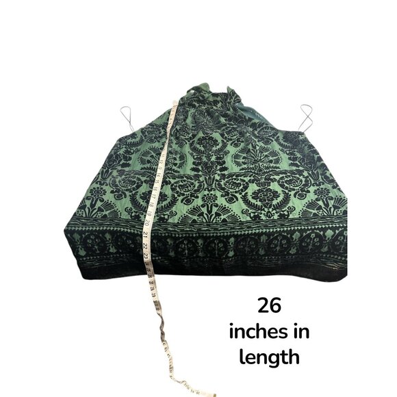 Max Studio Burnout Velvet Halter Blouse | Emerald Green Floral Flocked Top with - Picture 9 of 9